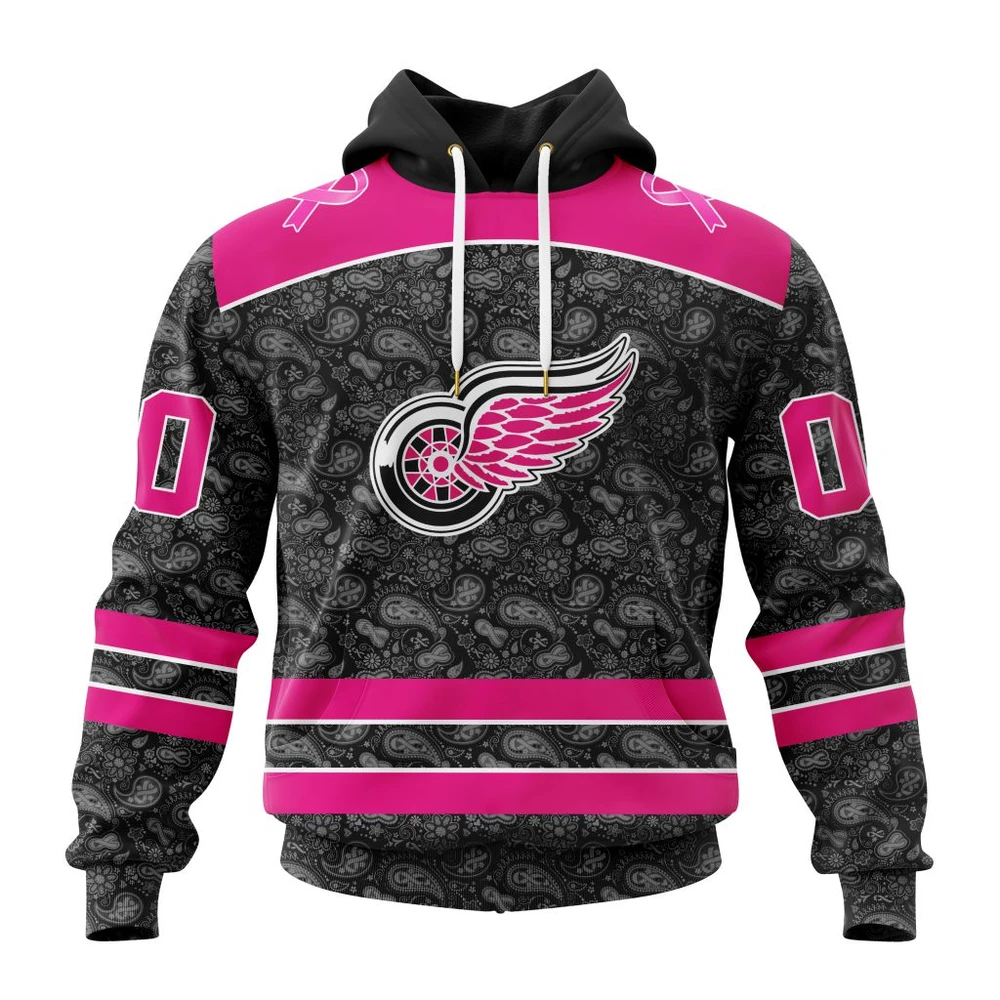 Hoodie NHL Detroit Red Wings Special Pink In The Rink Fight Breast Cancer St2301 QTNHL080524A251HD