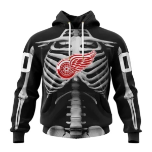 Hoodie NHL Detroit Red Wings Special Skeleton Costume For Halloween St2301 QTNHL080524A245HD
