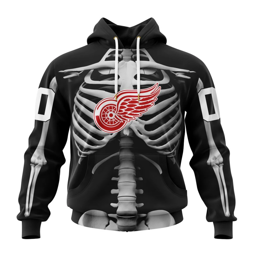 Hoodie NHL Detroit Red Wings Special Skeleton Costume For Halloween St2301 QTNHL080524A245HD