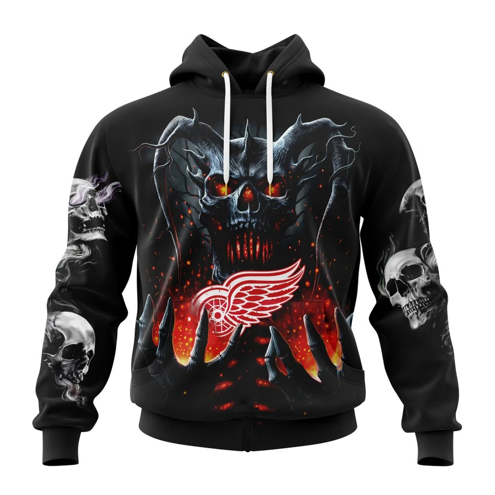 Hoodie NHL Detroit Red Wings Special Skull Art Design St2301 QTNHL080524A1221HD