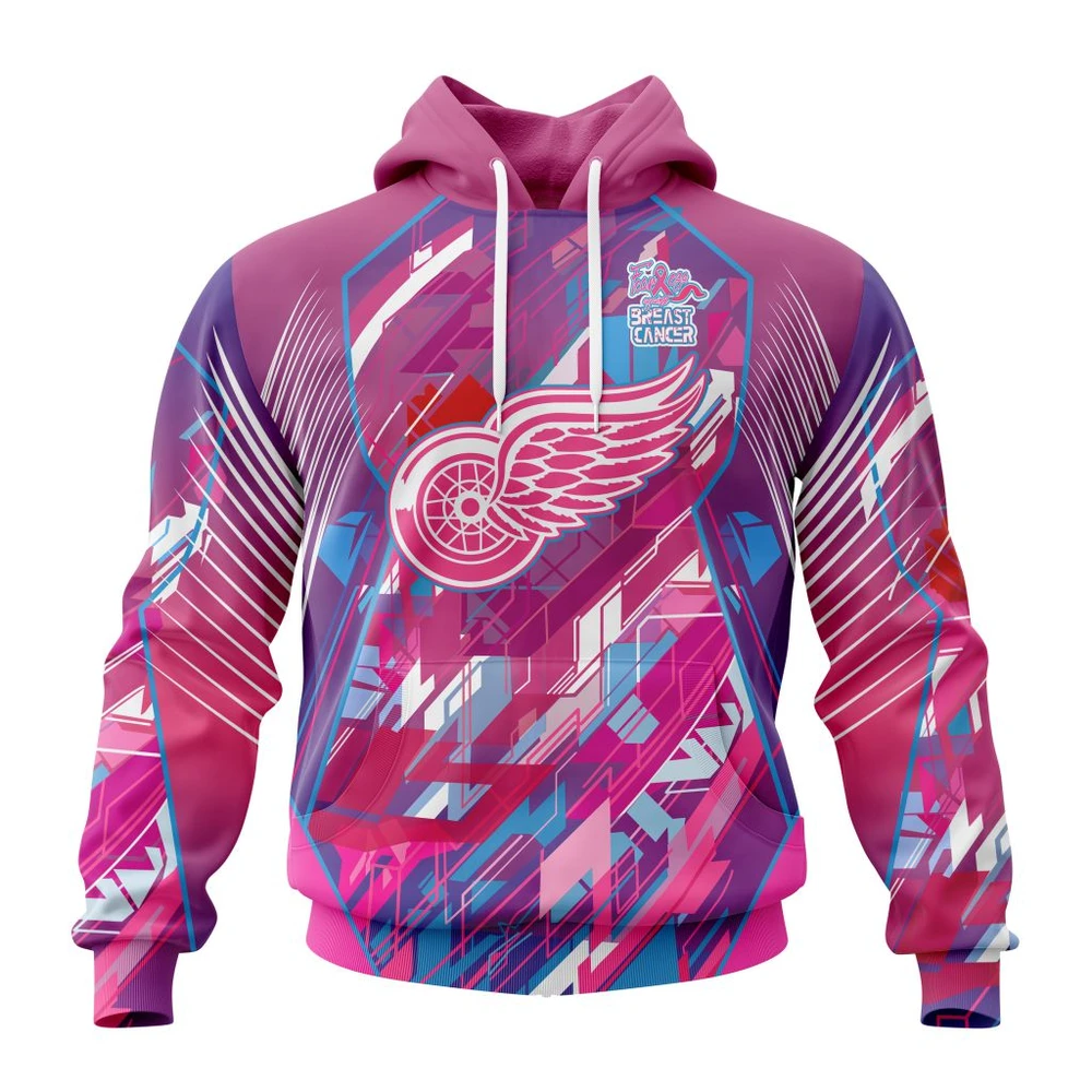 Hoodie NHL Detroit Red Wings, Specialized Design I Pink I Can! Fearless Again Breast Cancer QTNHL080524A3571HD