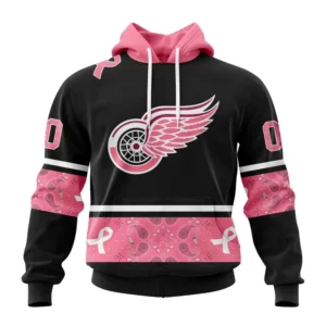 Hoodie NHL Detroit Red Wings, Specialized Design In Classic Style With Paisley! In October We Wear Pink Breast Cancer QTNHL080524A3597HD