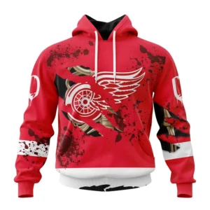 Hoodie NHL Detroit Red Wings, Specialized Design Jersey With Your Ribs For Halloween QTNHL080524A3511HD