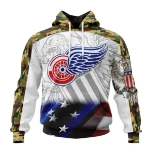 Hoodie NHL Detroit Red Wings, Specialized Design With Our America Flag And Our America Eagle QTNHL080524A3451HD