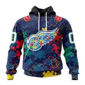 Hoodie NHL Detroit Red Wings, Specialized Fearless Aganst Autism QTNHL080524A2633HD