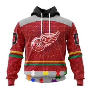 Hoodie NHL Detroit Red Wings, Specialized Fearless Aganst Autism V0122 QTNHL080524A2528HD