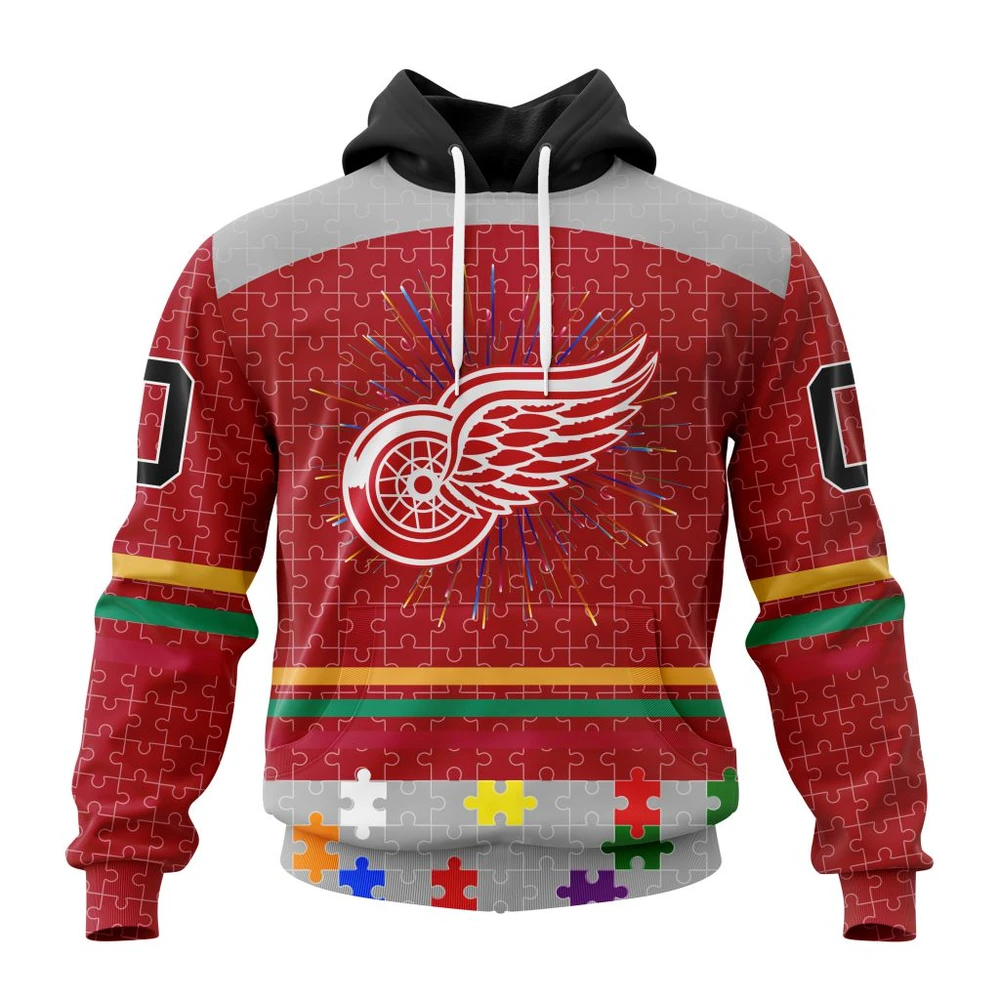 Hoodie NHL Detroit Red Wings, Specialized Fearless Aganst Autism V0122 QTNHL080524A2528HD