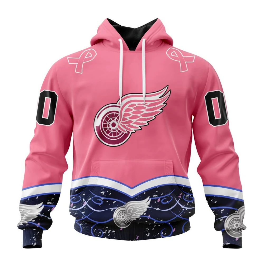 Hoodie NHL Detroit Red Wings, Specialized Unisex For Hockey Fights Cancer QTNHL080524A2831HD