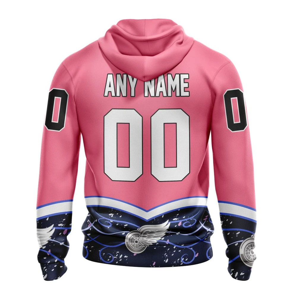 Hoodie NHL Detroit Red Wings, Specialized Unisex For Hockey Fights Cancer QTNHL080524A2831HD - Image 2