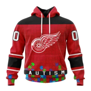 Hoodie NHL Detroit Red Wings, Specialized Unisex Kits Hockey Fights Against Autism QTNHL080524A2665HD