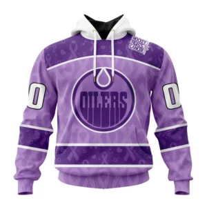 Hoodie NHL Edmonton Oilers New Lavender Hockey Fight Cancer St2301 QTNHL080524A89HD