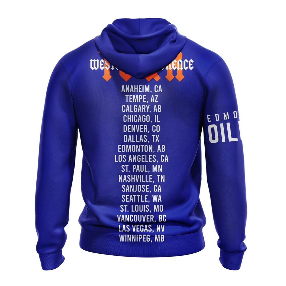 Hoodie NHL Edmonton Oilers Royal Western Conference City Tour QTNHL080524A539HD - Image 2