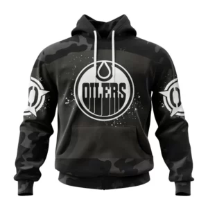 Hoodie NHL Edmonton Oilers Special Black Camo Design For Veterans Day St2304 QTNHL080524A217HD