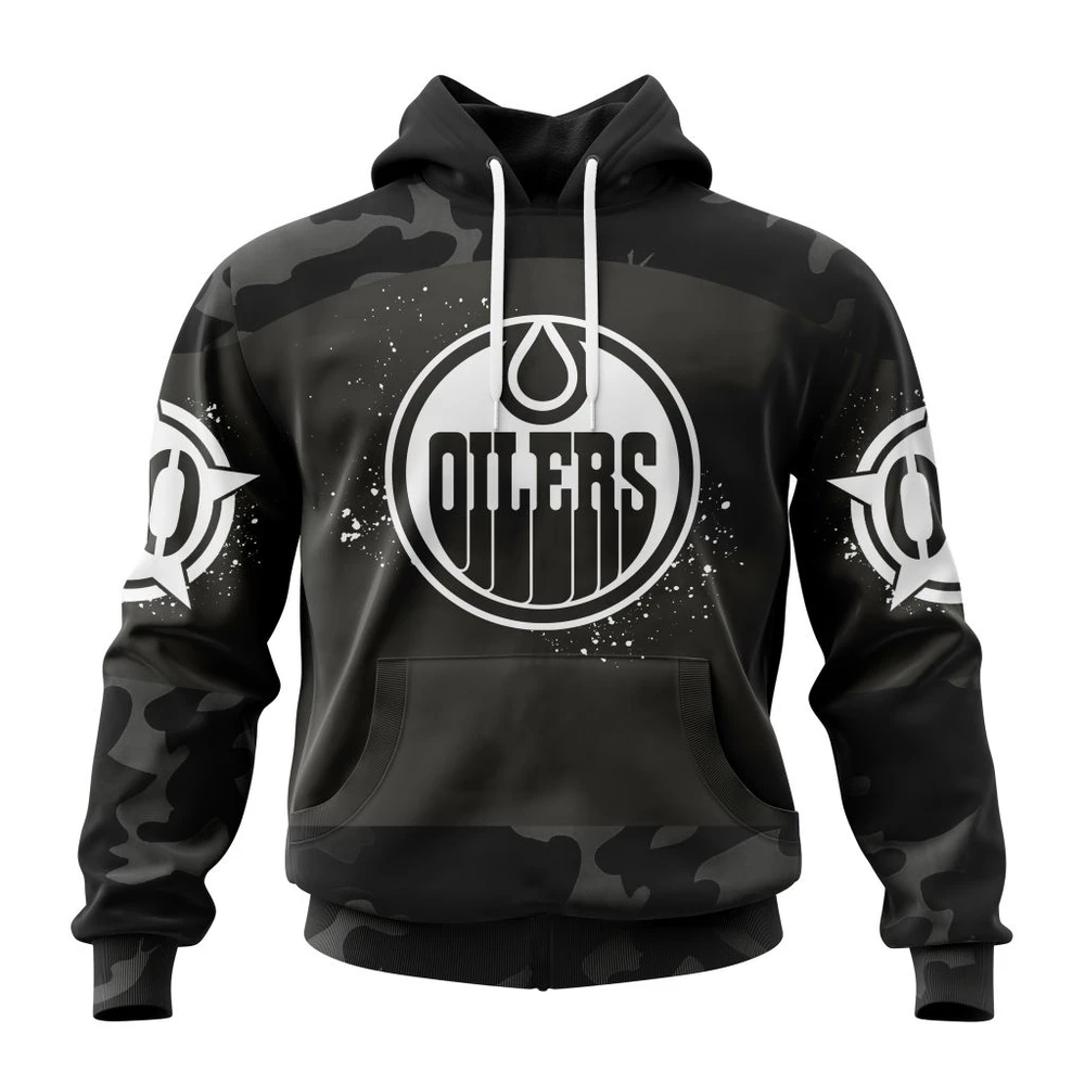 Hoodie NHL Edmonton Oilers Special Black Camo Design For Veterans Day St2304 QTNHL080524A217HD