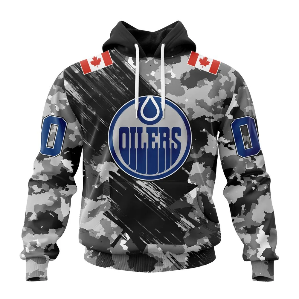 Hoodie NHL Edmonton Oilers Special Camo Armed Forces Design St2301 QTNHL080524A256HD