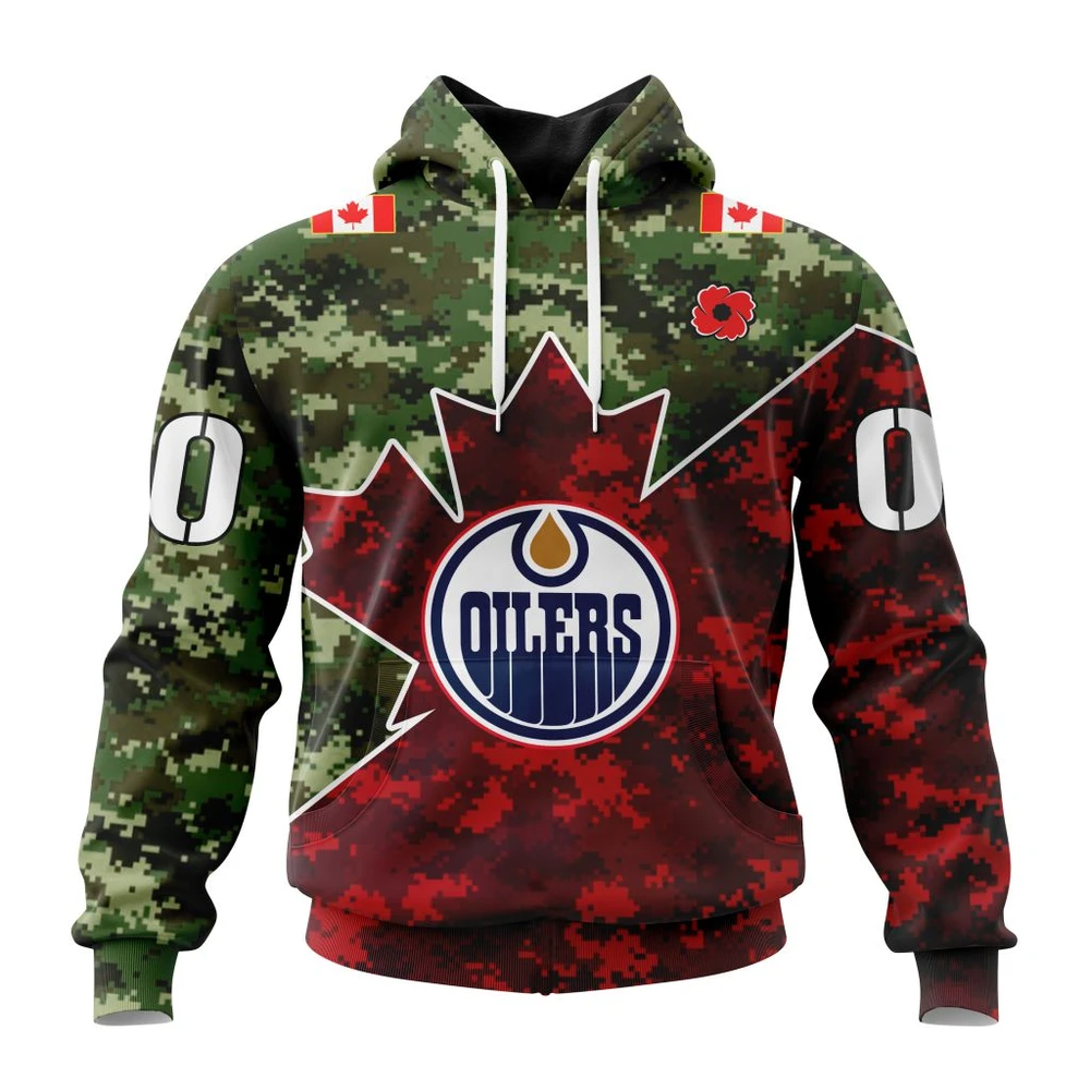 Hoodie NHL Edmonton Oilers Special Design For Remembrance Day St2201 QTNHL080524A306HD