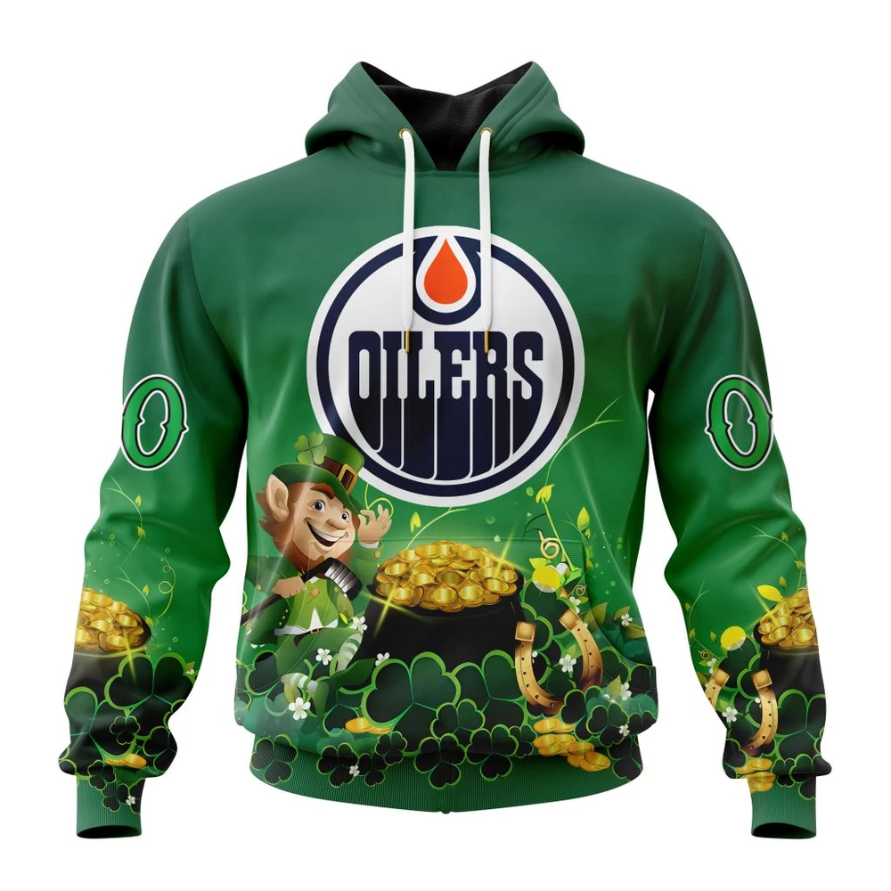 Hoodie NHL Edmonton Oilers Special Design For St. Patrick's Day St2403 QTNHL080524A905HD