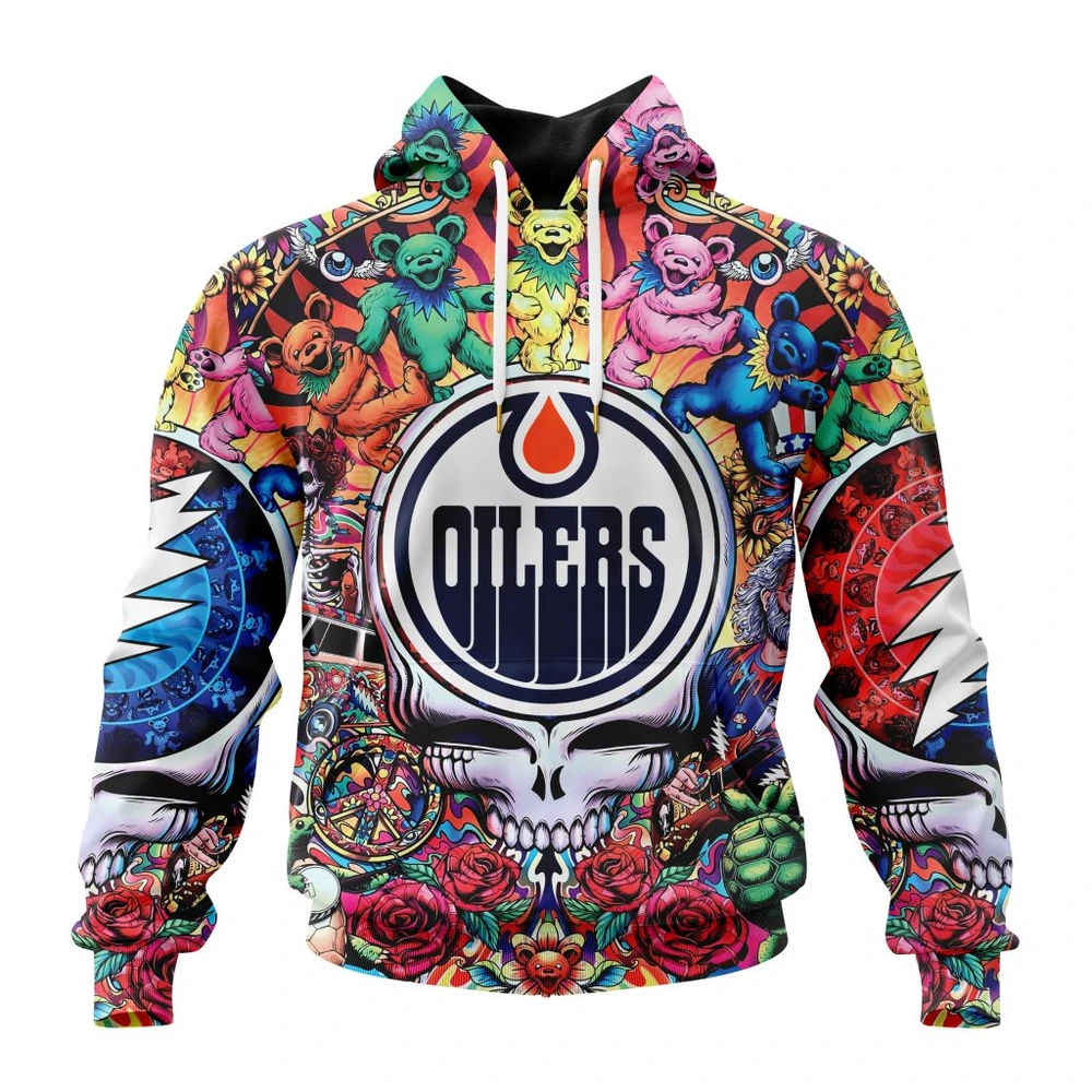 Hoodie NHL Edmonton Oilers Special Grateful Dead Design St2304 QTNHL080524A1892HD