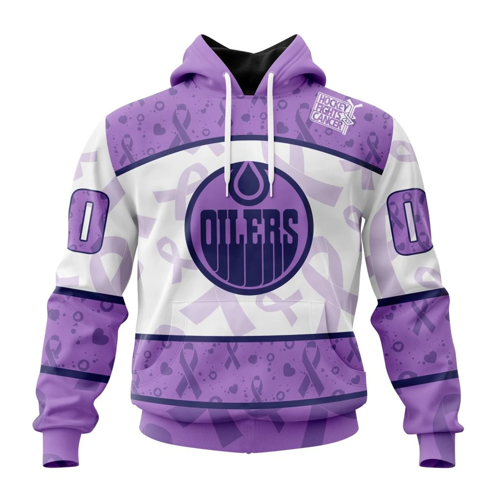 Hoodie NHL Edmonton Oilers Special Lavender Fight Cancer St2201 QTNHL080524A11HD