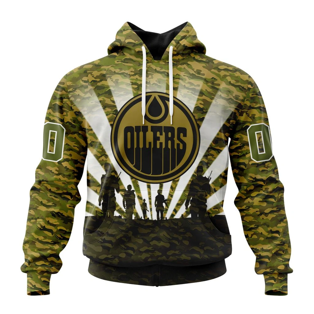 Hoodie NHL Edmonton Oilers Special Military Camo Kits For Veterans Day And Rememberance Day St2201 QTNHL080524A384HD