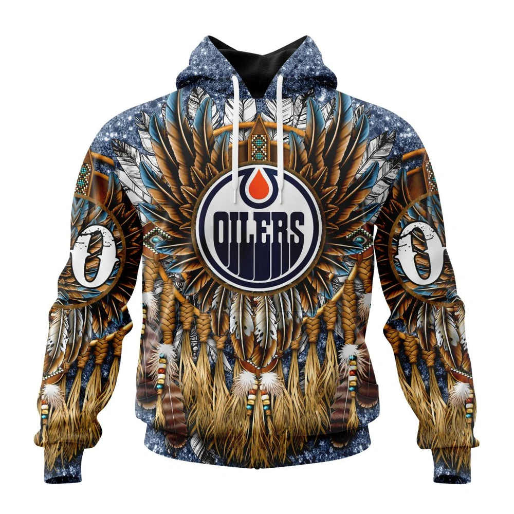 Hoodie NHL Edmonton Oilers Special Native Costume Design St2201 QTNHL080524A2742HD