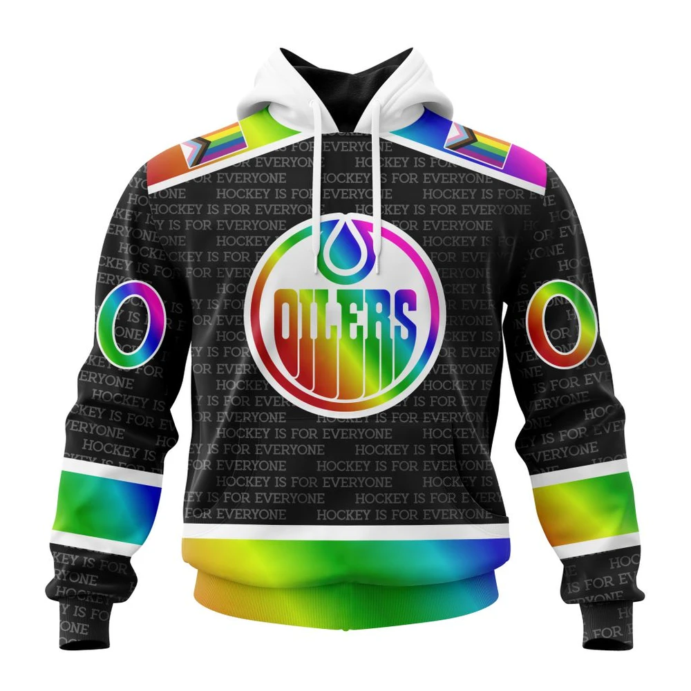 Hoodie NHL Edmonton Oilers Special Pride Design Hockey Is For Everyone QTNHL080524A301HD