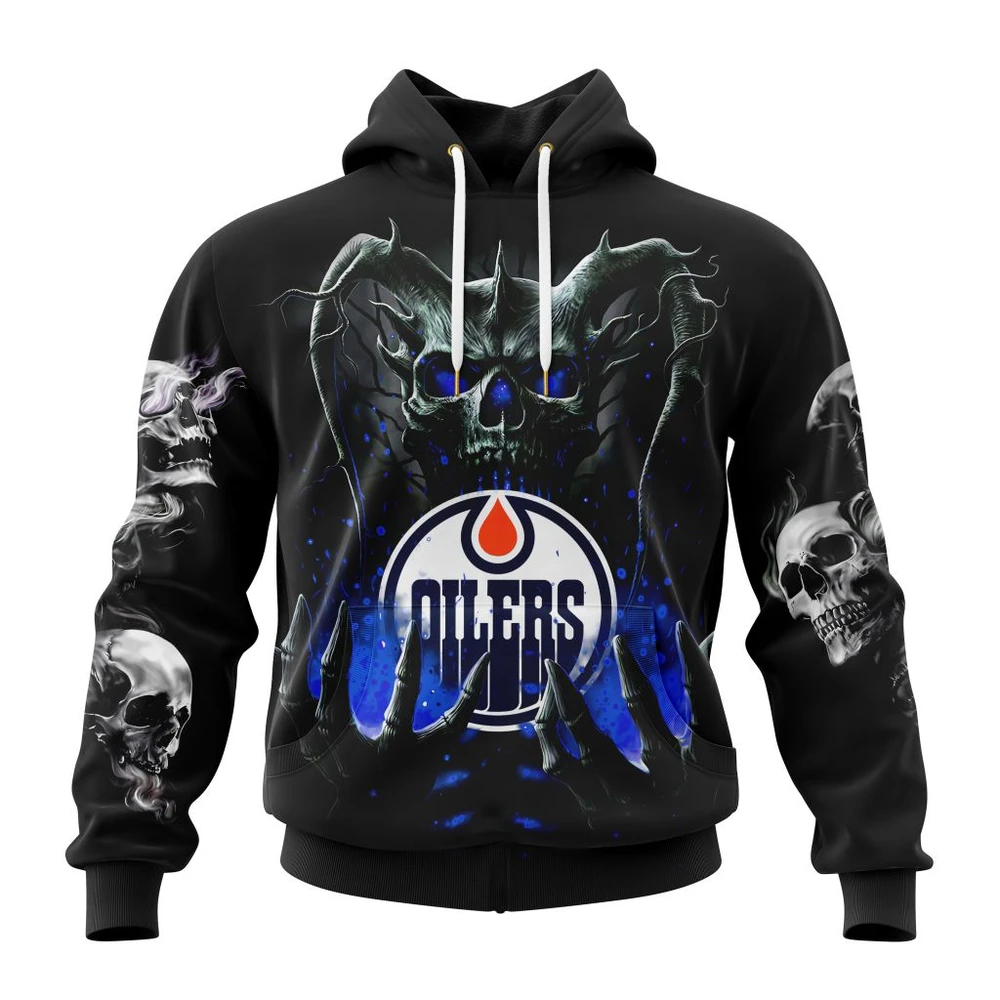 Hoodie NHL Edmonton Oilers Special Skull Art Design St2301 QTNHL080524A1219HD
