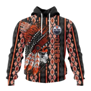 Hoodie NHL Edmonton Oilers Special Skull Native Design St2301 QTNHL080524A2117HD