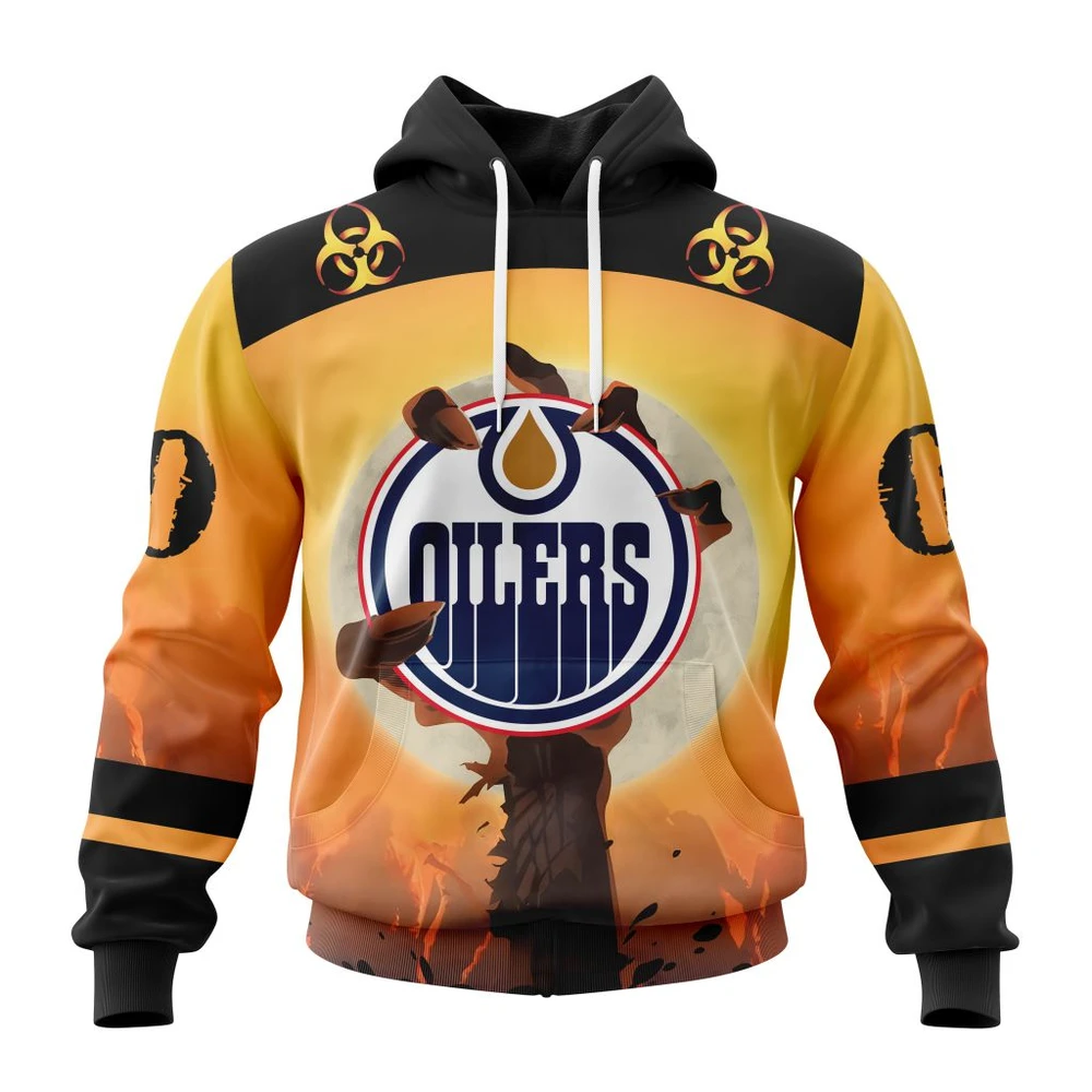 Hoodie NHL Edmonton Oilers Special Zombie Design For Halloween St2305 QTNHL080524A1942HD