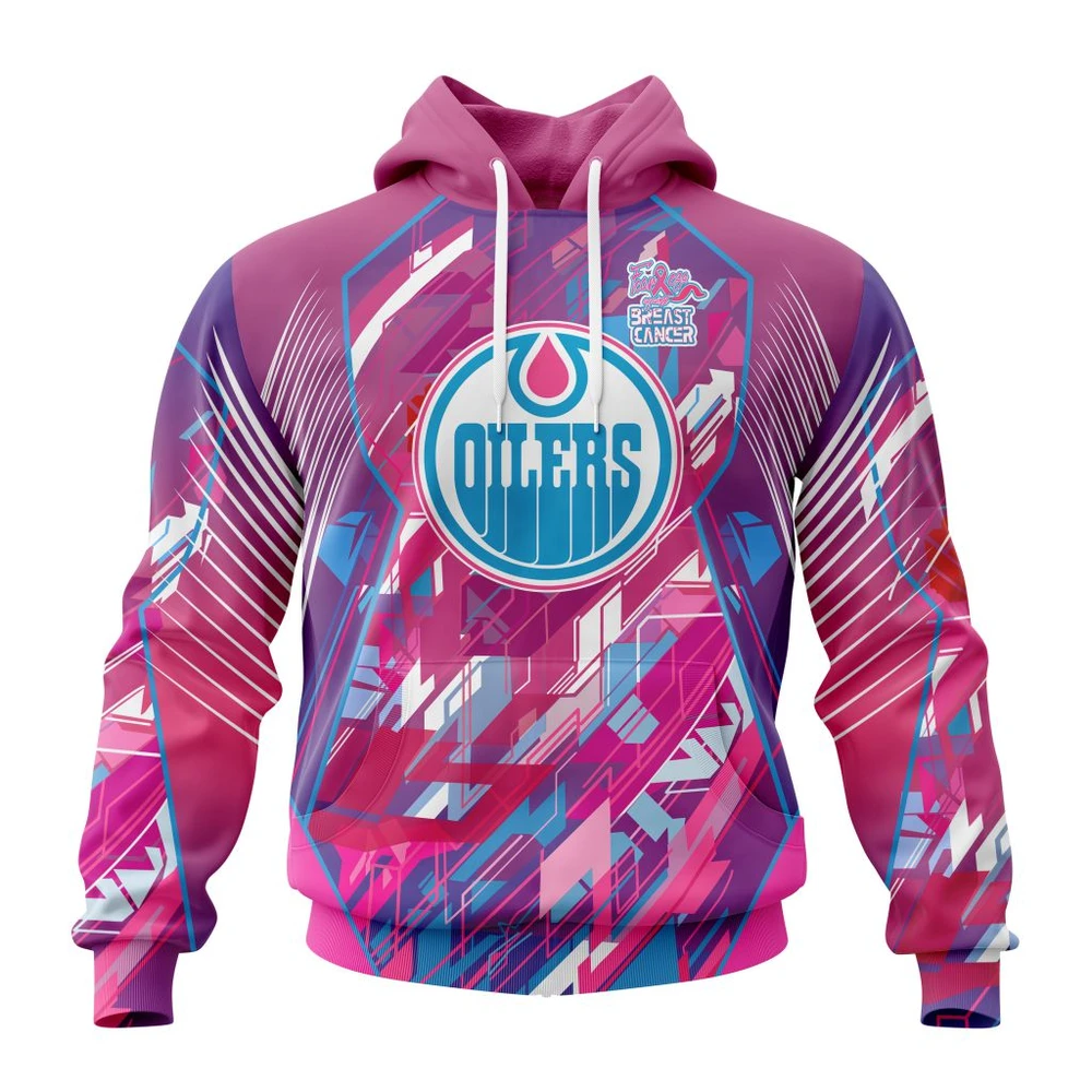 Hoodie NHL Edmonton Oilers, Specialized Design I Pink I Can! Fearless Again Breast Cancer QTNHL080524A390HD