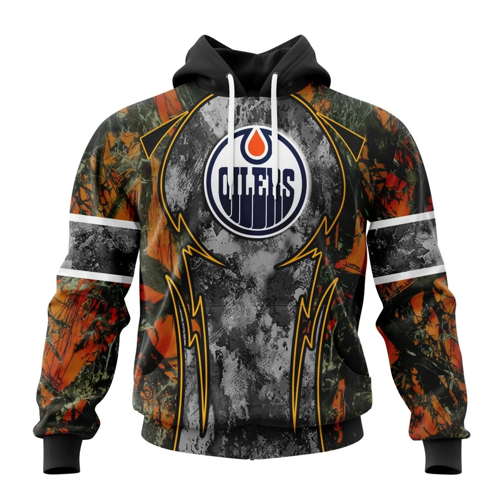 Hoodie NHL Edmonton Oilers, Specialized Design Wih Camo Concepts For Hungting In Forest QTNHL080524A3654HD