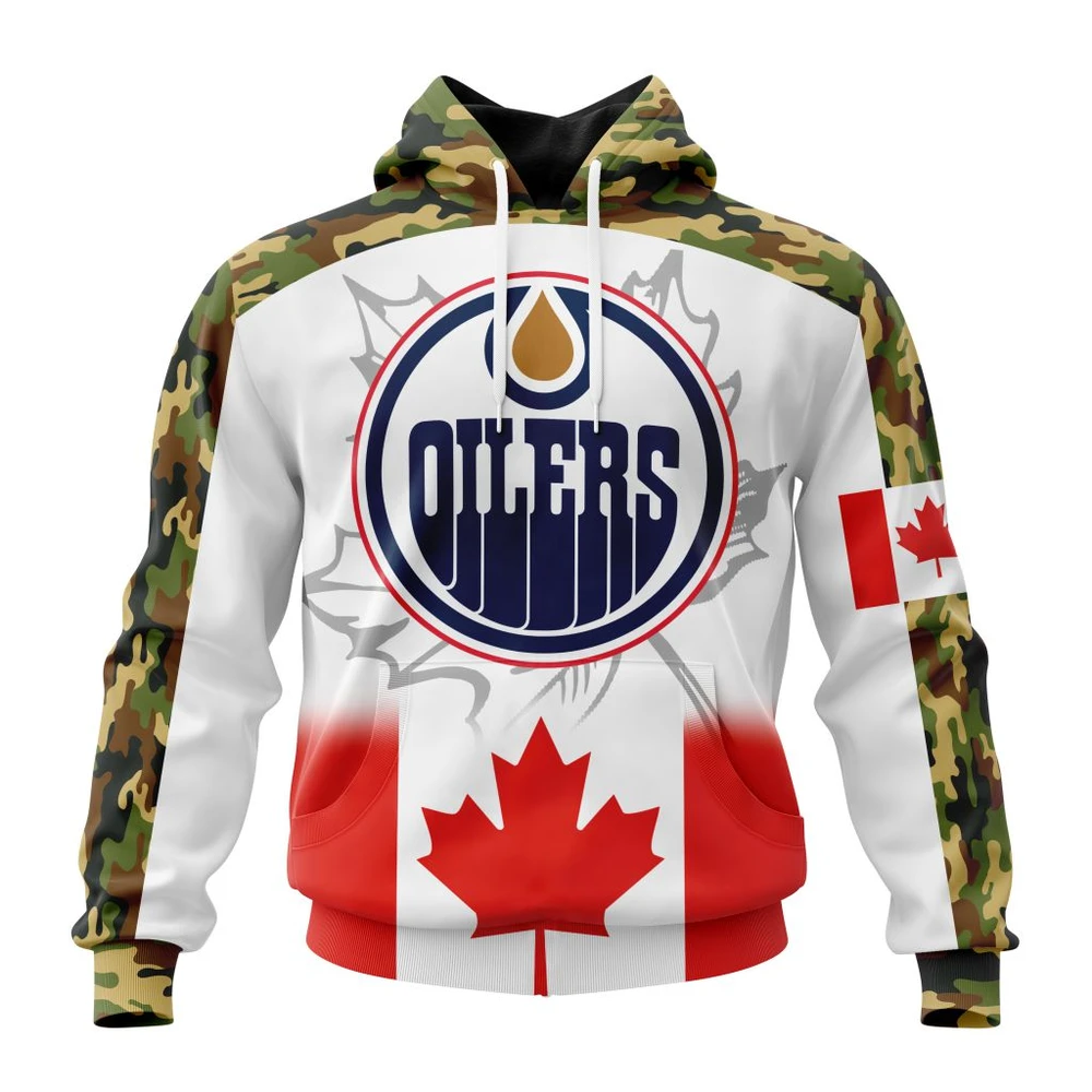 Hoodie NHL Edmonton Oilers, Specialized Design With Our Canada Flag QTNHL080524A79HD