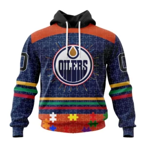 Hoodie NHL Edmonton Oilers, Specialized Fearless Aganst Autism V0122 QTNHL080524A2526HD