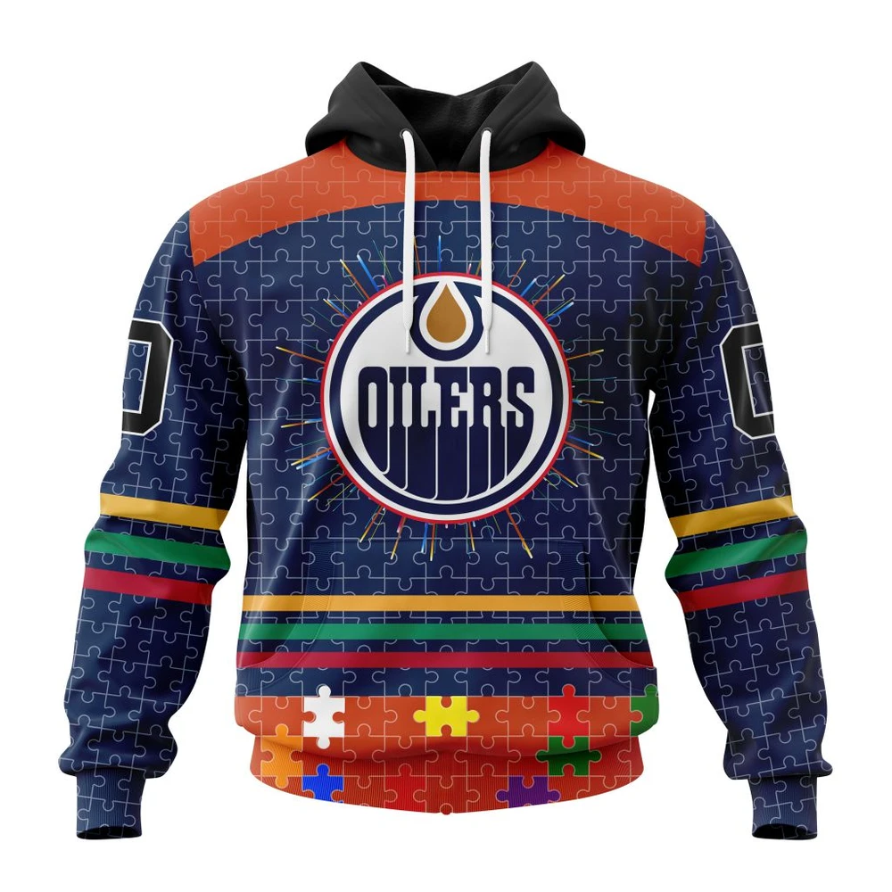 Hoodie NHL Edmonton Oilers, Specialized Fearless Aganst Autism V0122 QTNHL080524A2526HD