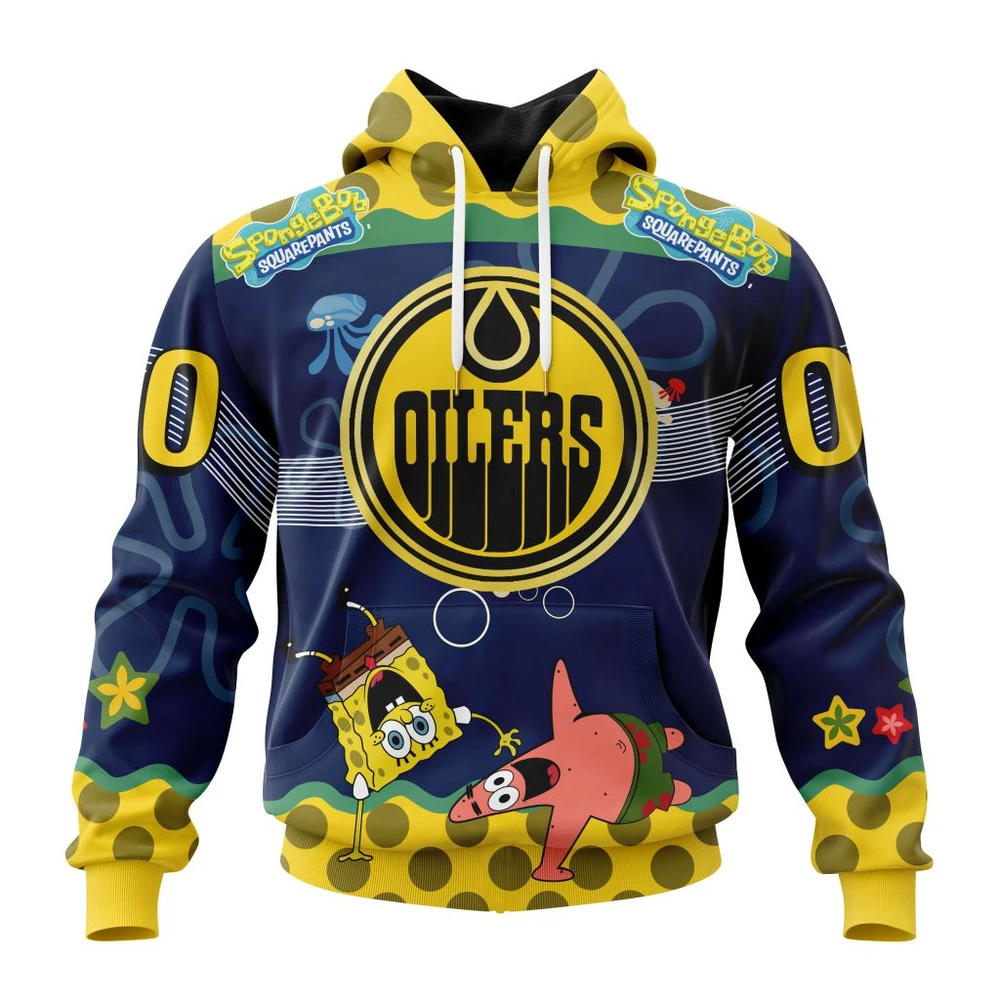 Hoodie NHL Edmonton Oilers Specialized Jersey With Spongebob QTNHL080524A152HD