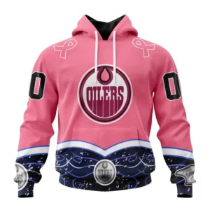 Hoodie NHL Edmonton Oilers, Specialized Unisex For Hockey Fights Cancer QTNHL080524A311HD