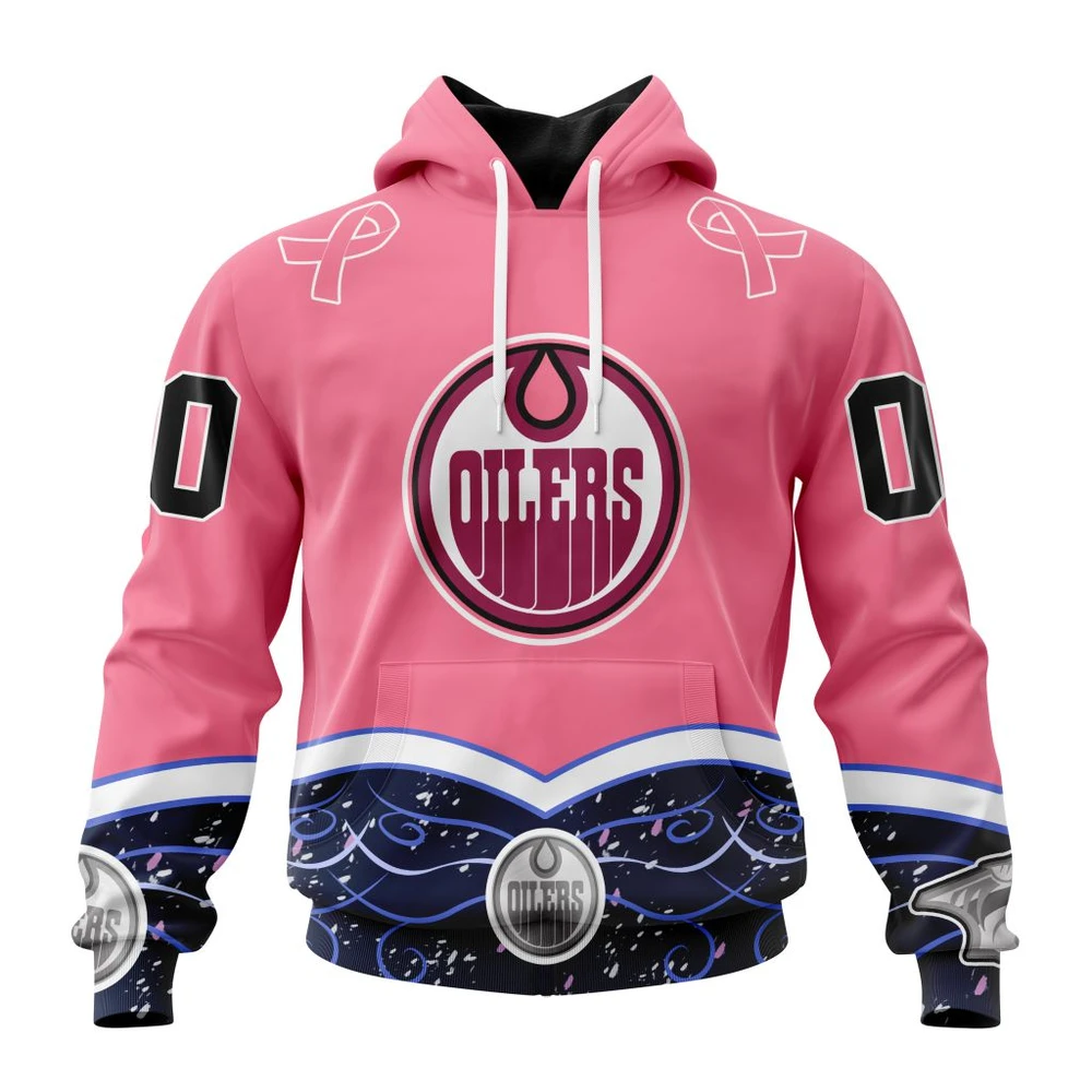 Hoodie NHL Edmonton Oilers, Specialized Unisex For Hockey Fights Cancer QTNHL080524A311HD
