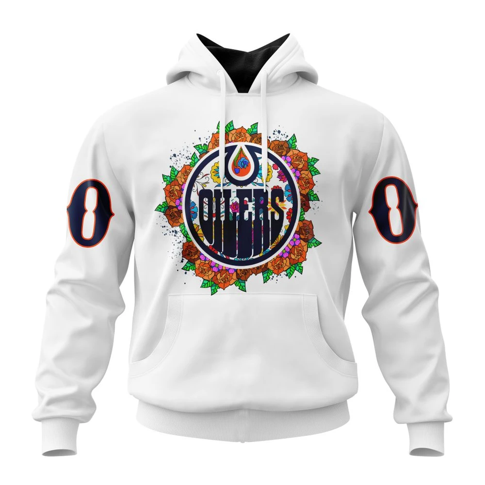 Hoodie NHL Edmonton Oilers, Specialized Unisex Kits Dia De Muertos QTNHL080524A314HD