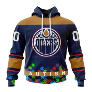 Hoodie NHL Edmonton Oilers, Specialized Unisex Kits Hockey Fights Against Autism QTNHL080524A2663HD