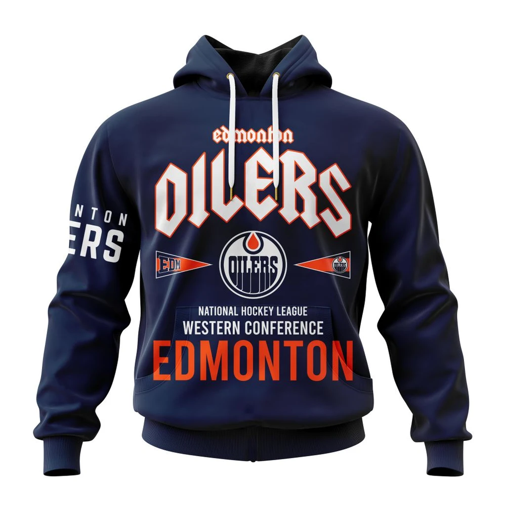 Hoodie NHL Edmonton Oilers Western Conference City Tour QTNHL080524A538HD