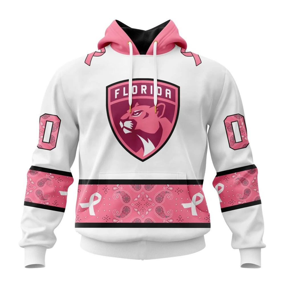 Hoodie NHL Florida Panthers In Classic Style With Paisley! In October We Wear Pink Breast Cancer QTNHL080524A1674HD