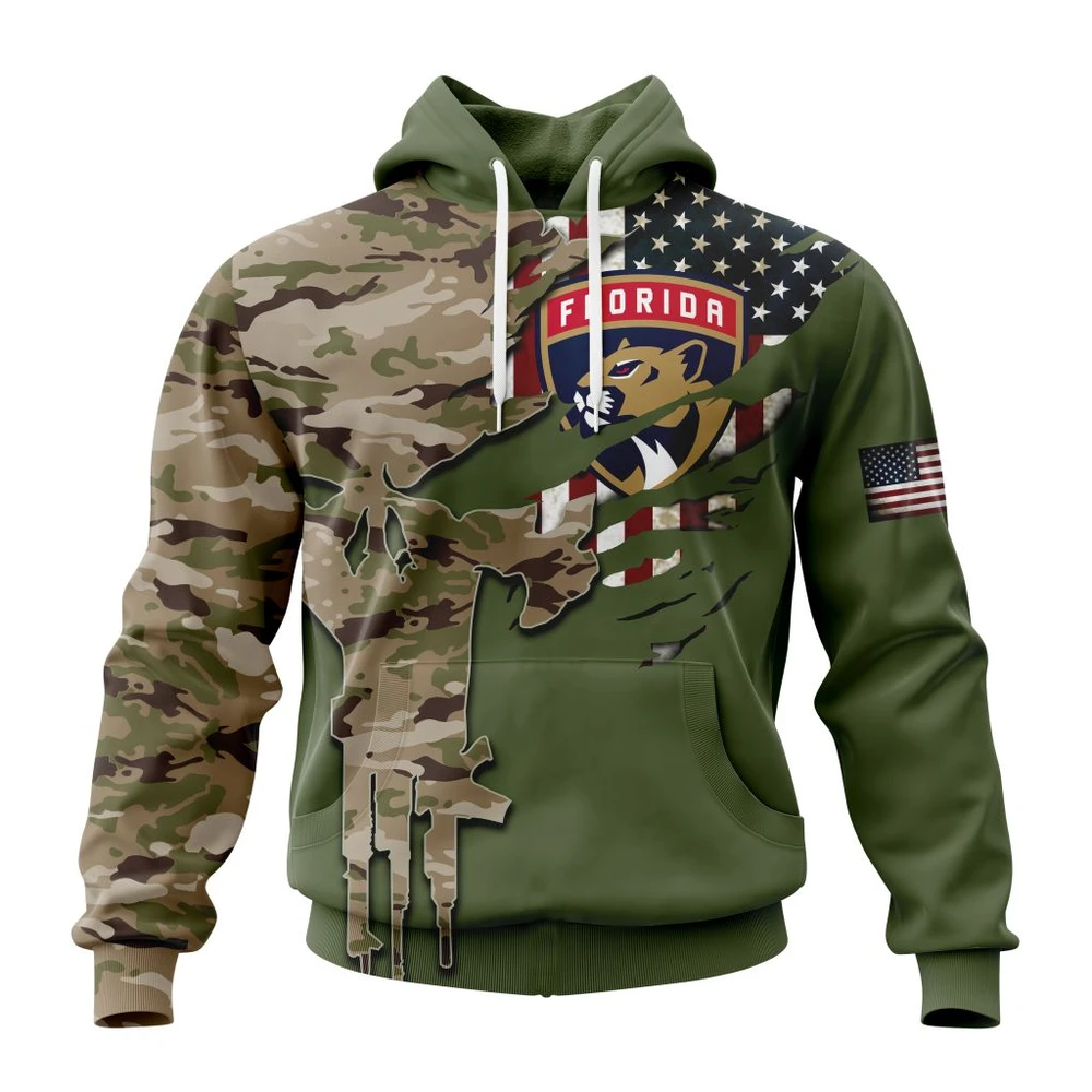 Hoodie NHL Florida Panthers Special Camo Skull Design St2303 QTNHL080524A1716HD