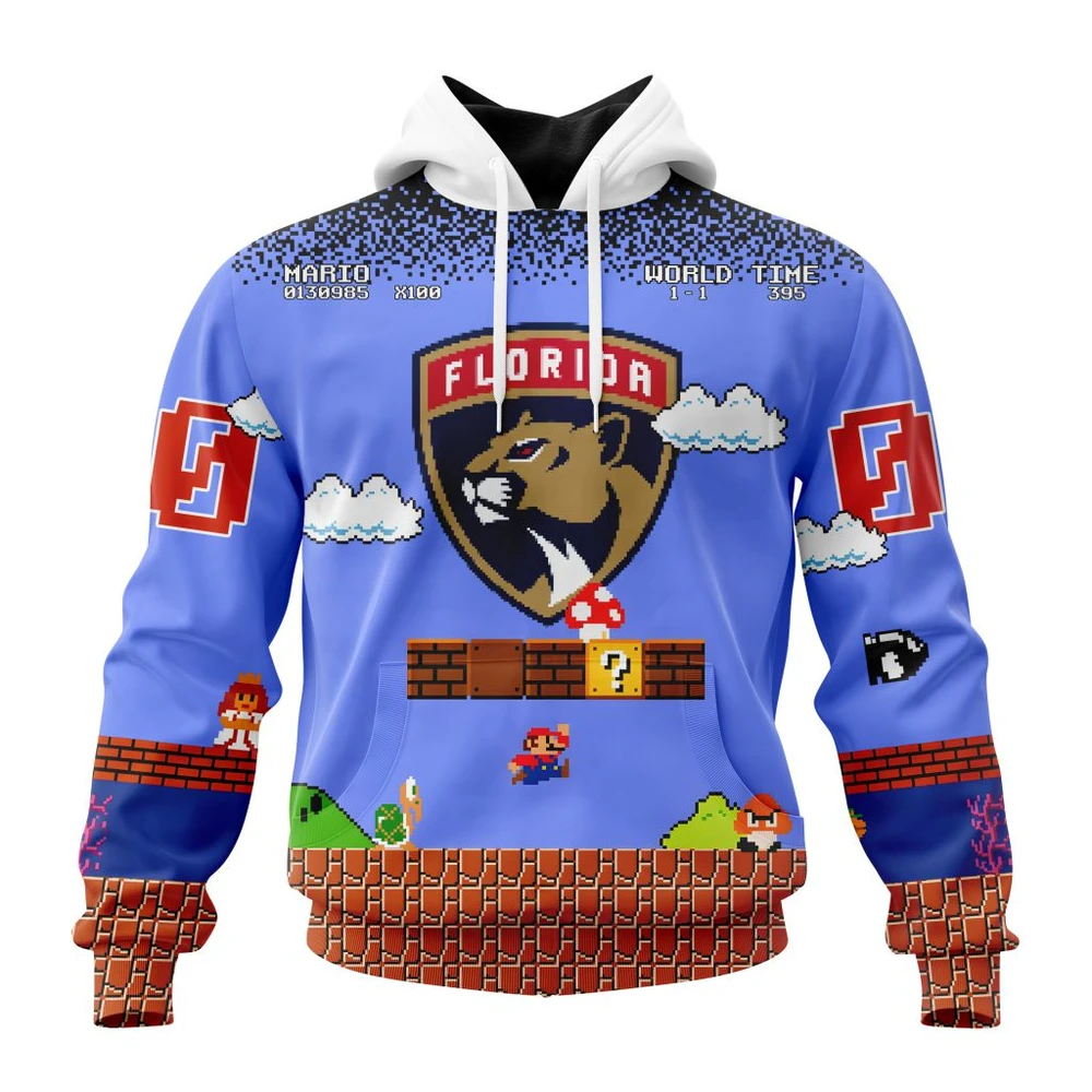 Hoodie NHL Florida Panthers Special Kits With Super Mario Game Design QTNHL080524A2450HD
