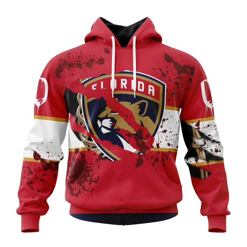 Hoodie NHL Florida Panthers, Specialized Design Jersey With Your Ribs For Halloween QTNHL080524A3509HD