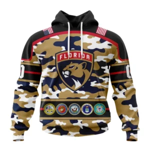 Hoodie NHL Florida Panthers, Specialized Design Wih Camo Team Color And Military Force Logo QTNHL080524A3538HD