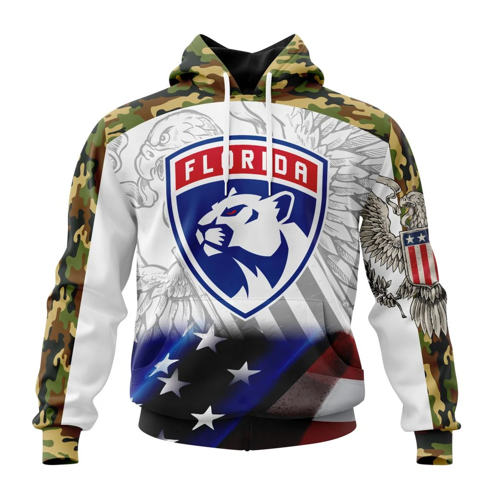 Hoodie NHL Florida Panthers, Specialized Design With Our America Flag And Our America Eagle QTNHL080524A3449HD