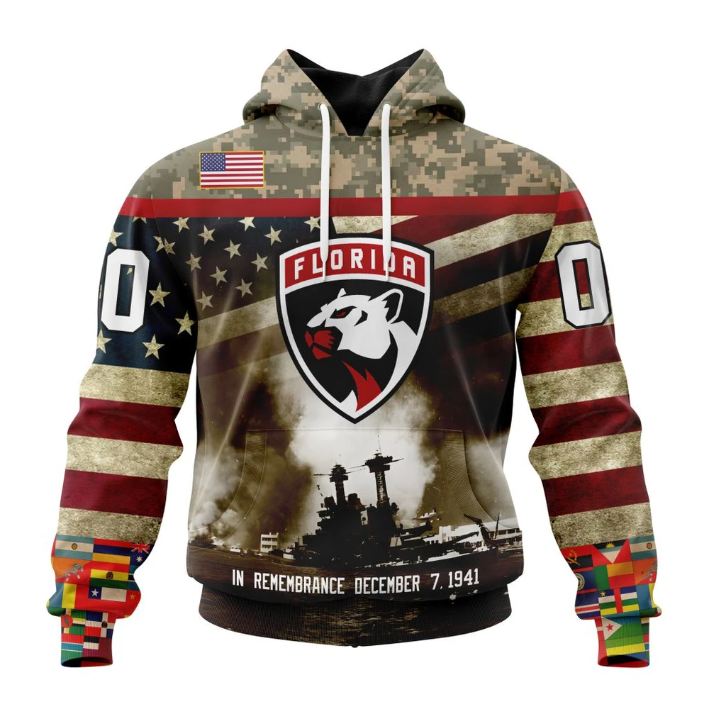 Hoodie NHL Florida Panthers, Specialized Unisex Kits Remember Pearl Harbor QTNHL080524A2986HD