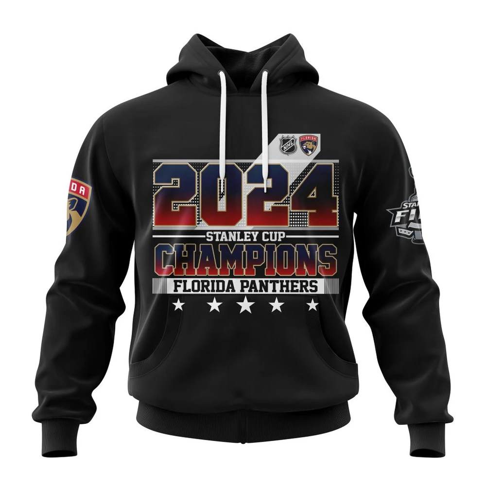 Hoodie NHL Florida Panthers Stanley Cup Champions Black Kits QTNHL080524A438HD