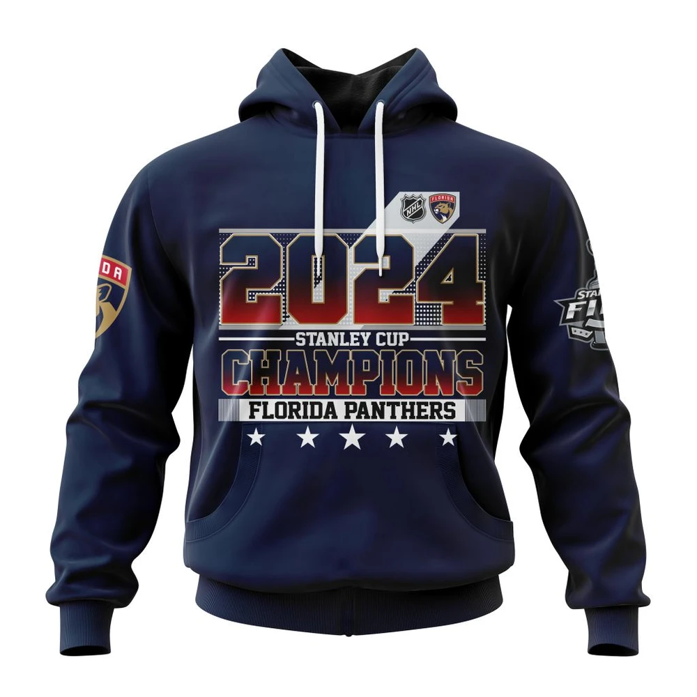 Hoodie NHL Florida Panthers Stanley Cup Champions Navy Kits QTNHL080524A437HD