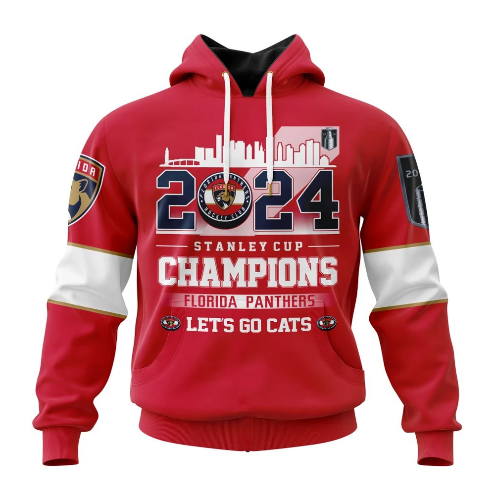Hoodie NHL Florida Panthers Stanley Cup Champions Red Kits QTNHL080524A436HD